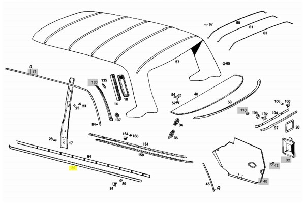 Genuine Mercedes-Benz Lower Chrome Moulding, Running Board Trim Left New OEM W114 W115
