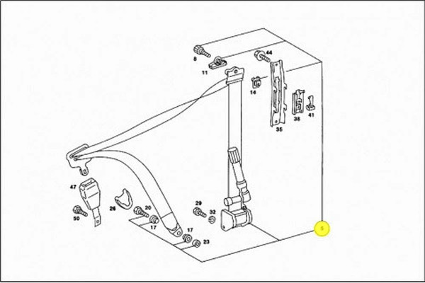 Genuine Mercedes-Benz Front Seat Shoulder Belt w/ Hole Buckle, Left New OEM W126 Sedan 86-87