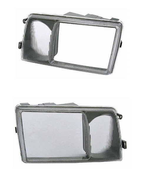 URO Parts Headlight Bezel Doors w/ Fog Light Lens, Pair New W126 Sedan 86-91 US
