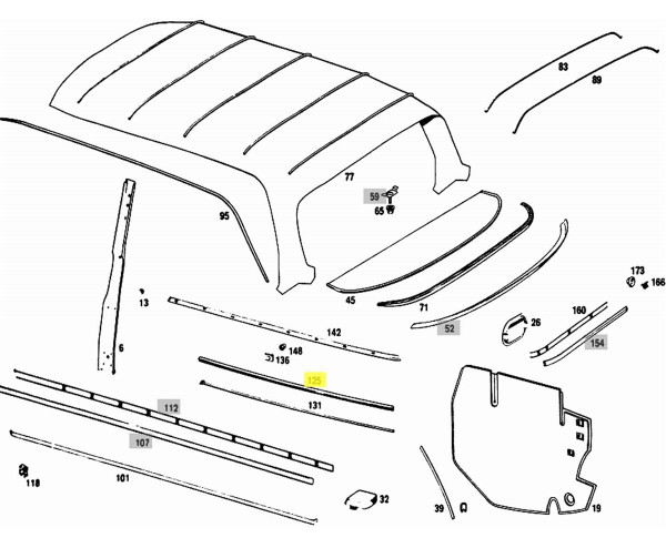 Genuine Mercedes-Benz Center Chrome Moulding Rear Right Quarter Panel Trim W108 W109