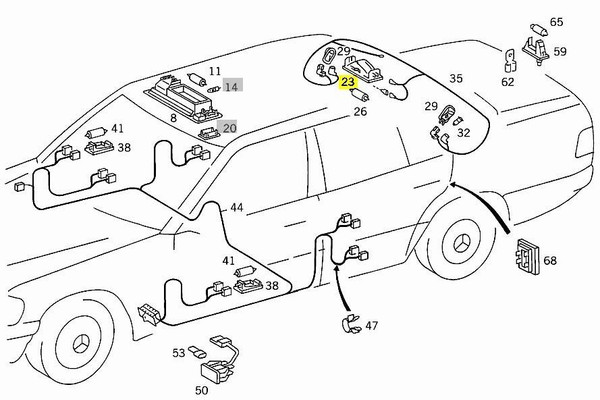 Genuine Mercedes-Benz Dome Light Rear Center W126