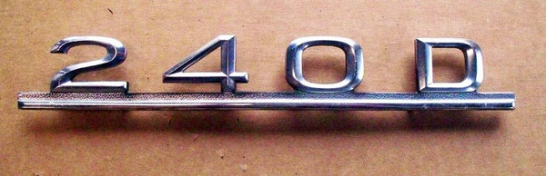 Genuine Mercedes-Benz Trunk Lid Chrome 240D Model Emblem W123 Sedan Genuine Mercedes-Benz Trunk Lid Chrome 240D Model Emblem W123 Sedan