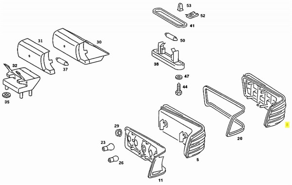 Genuine Mercedes-Benz Tail Light Lens Right W201 US