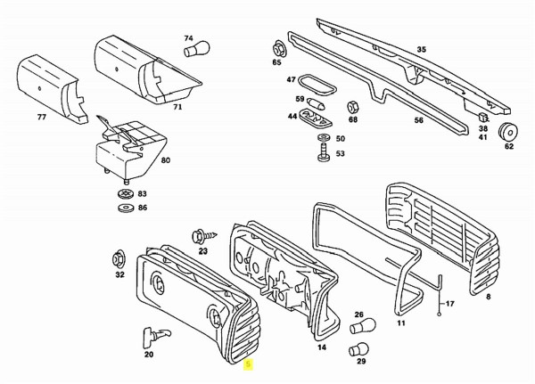 Genuine Mercedes-Benz Tail Light Assembly, Left New OEM W126 US