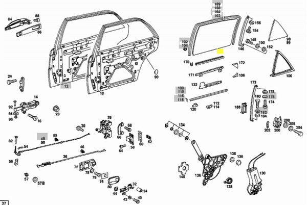 Genuine Mercedes-Benz Door Window Glass Rear Left New OEM W116 SWB US
