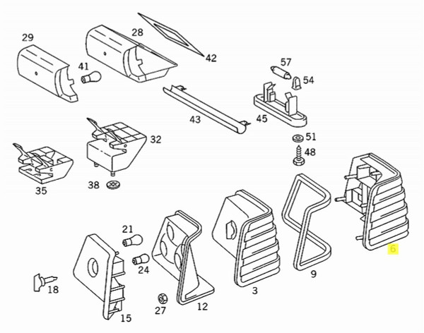 Genuine Mercedes-Benz Tail Light Lens Left W124 Coupe Cab Sedan 94-96 US