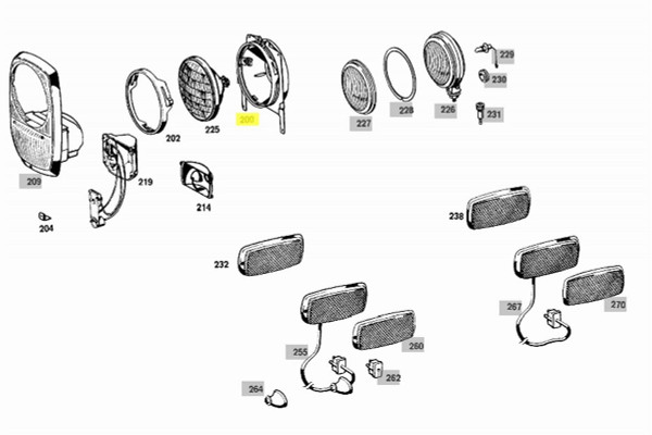 Genuine Mercedes-Benz Headlight Mounting Assembly New OEM W114 W115 US