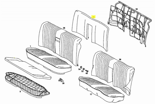 Genuine Mercedes-Benz Rear Seat Back Cushion Horsehair W116