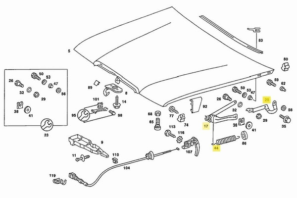 Genuine Mercedes-Benz Hood Hinge Assembly Left W123 Coupe Sedan 76-77