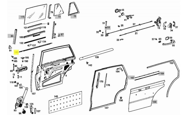 Genuine Mercedes-Benz Upper Chrome Belt Moulding Rear Left Door Trim New OEM W110 W111 W112 Sedan