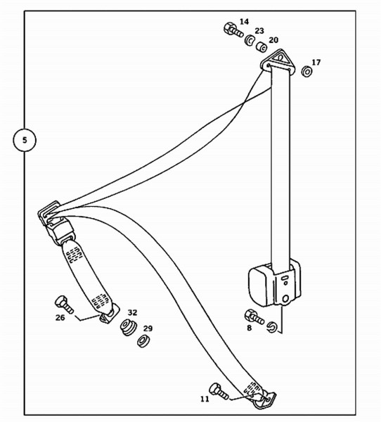 Genuine Mercedes-Benz Rear Seat Shoulder Belt w/ Notched Buckle New OEM C107 450SLC W116 73-80 US
