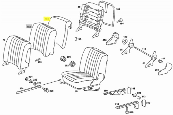 Genuine Mercedes-Benz Front Seat Back Cushion Horsehair W114 W115 W116 73-76