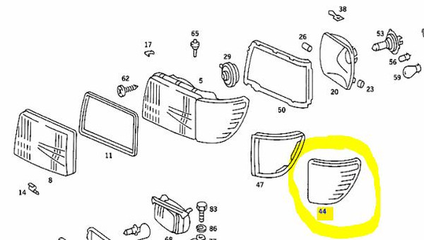 Genuine Mercedes-Benz Euro Turn Signal Indicator Lens, Left New OEM C107 R107
