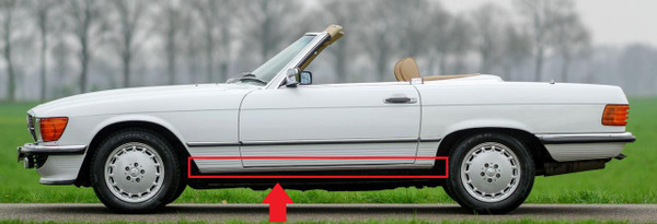 Genuine Mercedes-Benz Lower Chrome Moulding, Rocker Panel Trim SET New OEM R107 SL