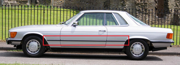 Genuine Mercedes-Benz Center Chrome Moulding 5-Piece Trim Set w/ Clips New OEM C107 SLC