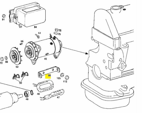 Genuine Mercedes-Benz Alternator Mounting Bracket New OEM M108 M114 M127 M129 M130 M180