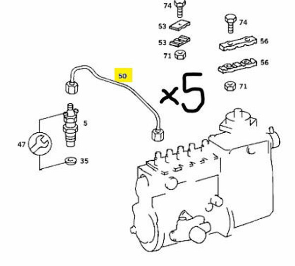 Genuine Mercedes-Benz Euro Fuel Injector Lines OM617 New OEM 
