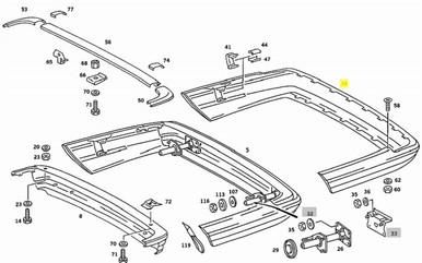 Mercedes W126 Rear Bumper Face Bar W126 Coupe Sedan US Gen. 1 Gen. 2