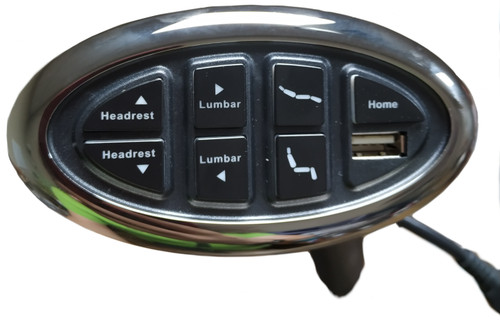 7 Button controls lumbar, headrest, and recline position, with home reset.