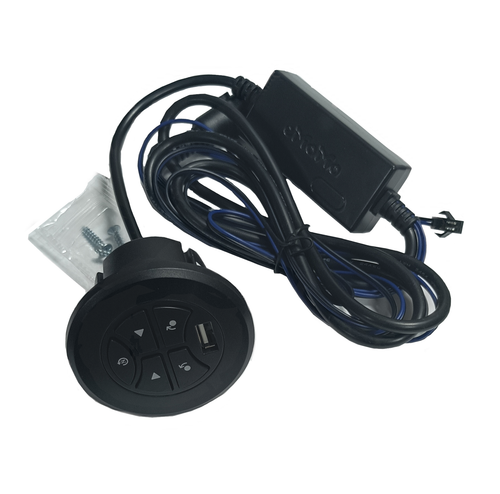 FR Round Switch Dual Motor with USB 1A,  Left side facing