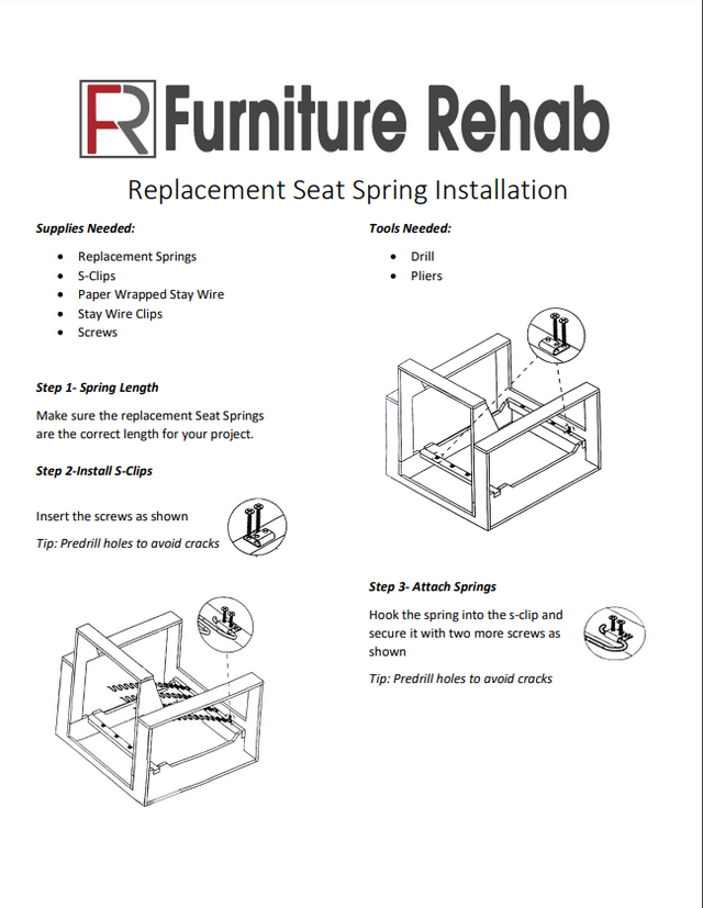 Guide to replacing seat springs in couch or sofa.