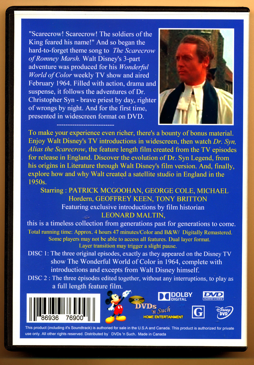 Dr. Syn: The Scarecrow of Romney Marsh, Disney 2 Disc Set - DVDs