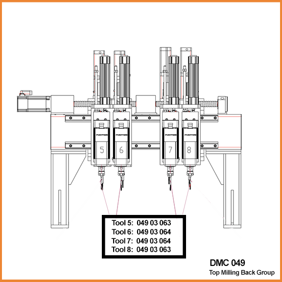 DMC 049 Top Milling Back Group Tool Diagram
