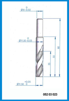 9.5mm x 80mm x 55mm x 8mm Z2, Flat End Two Fluted End Mill, Step Shank, Carbide