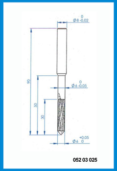 6mm x 90mm x 50mm x 8mm Z2, End mill step shank pilot point, Carbide