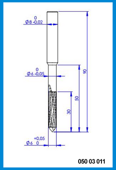 6mm x 90mm x 50mm x 8mm Step Shank 2 Flute End Mill Drill Point