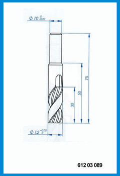 12mm x 75mm x 50mm x 10mm   Step shaft 2 flute carbide end mill