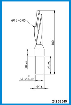 15mm x 100mm x  71.75mm x 16mm Center Drill Point, Carbide