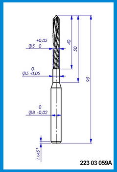 5mm x 95mm x 50mm x 8mm 2 Flute End Mill, Step Shank, Pilot Point, Carbide