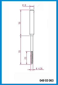 4.36mm x 105mm x 55mm x 8mm Single Flute End Mill Drill Point, Carbide
