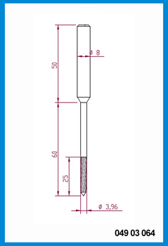 3.96mm x 110mm x 60mm x 8mm Single Flute End Mill Drill Point, Carbide