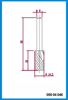 14.3mm x 80mm x 30mm x 8mm Single Flute Flat End, Carbide