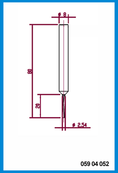 2.54mm x 80mm x 820mm x 8mm Single Flute Flat End, Carbide