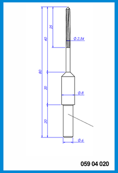 2.54mm x 80mm x 40mm x  6mm Single Flute Step End Mill, Drill Point,  Carbide