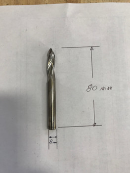 8mm x 80mm Triple Flute End Mill, HSS/5% Cobalt