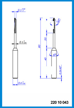 3mm x 40mm x 80mm x 8mm End Mill, Carbide Z1