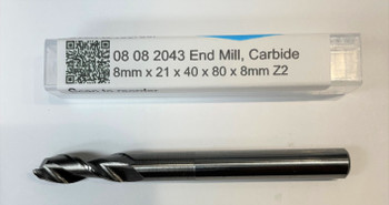 8mm x 21mm x 40mm x 80mm x 8mm Z2 End Mill, Carbide (2 flute)