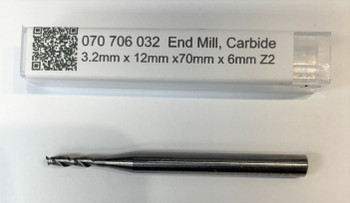3.2mm x 12mm x 70mm x 6mm  Z2, End Mill, Carbide