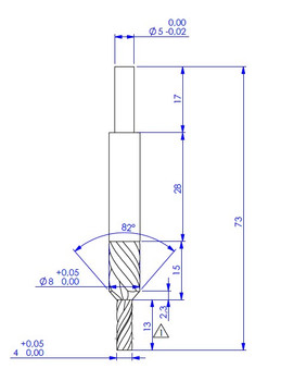 4mm (13) x 8(15) x 8(28) x 5mm (17), Countersink,  Carbide End Mill 