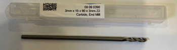 3mm x 15mm x 90mm x 3mm Z2 Carbide, End Mill