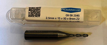 2.5mm x 15mm x 50mm x 8mm Z2 Carbide, End Mill
