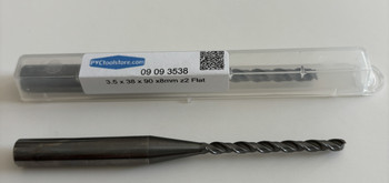 3.5mm x 38mm x 90mm x 8mm Z2, Carbide, Flat End Mill