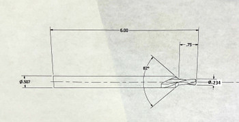 5.94mm x 19mm x 150mm x 13mm  Z2, (.234" x .75" x 6" x .507") Countersink End Mill, Carbide