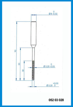 3.20mm x 90mm x 50mm x 8mm Z2 end mill with step shank drill point, Carbide
