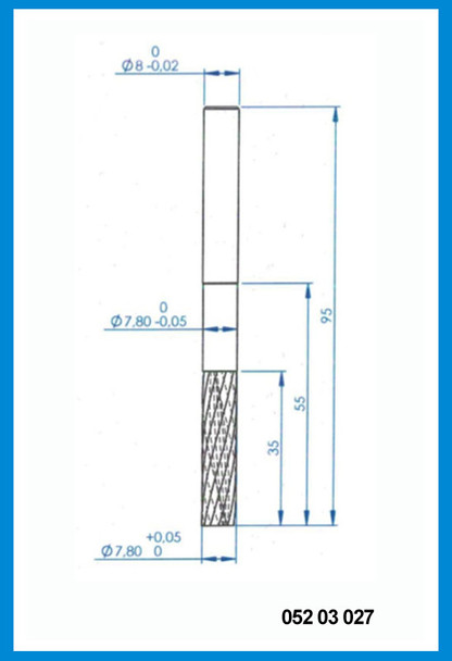 7.8mm x 95mm x 55mm x 8mm Two fluted end mill step shank, Carbide