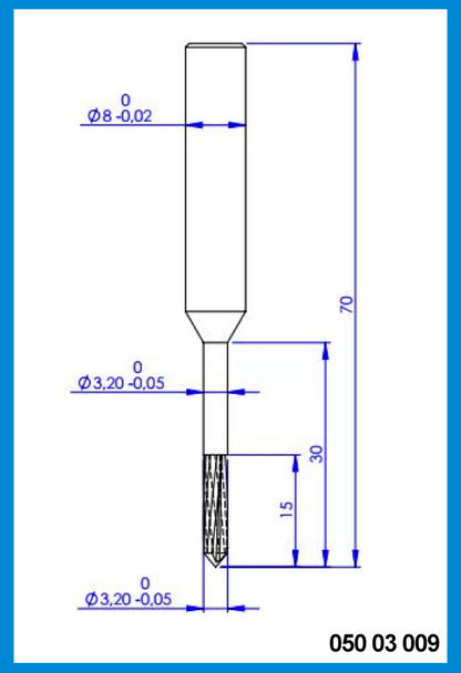 3.2mm x 70mm x 30mm x 8mm Step Shank 2 Flute End Mill Drill Point